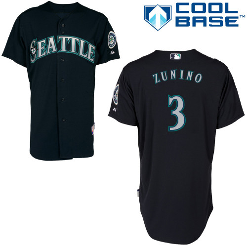 Mike Zunino #3 Youth Baseball Jersey-Seattle Mariners Authentic Alternate Road Cool Base MLB Jersey